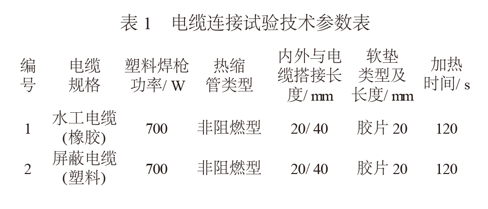 電纜連接試驗技術參數(shù)表